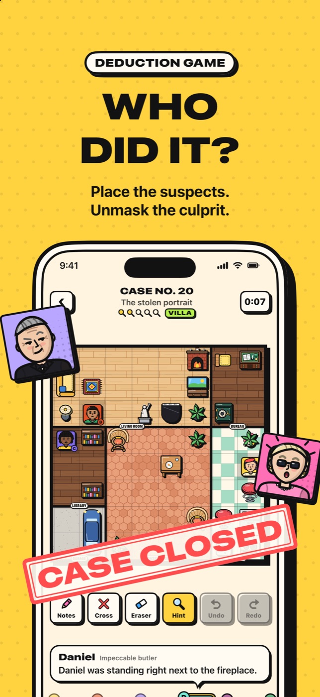 Case Closed — who did it? Place the suspects, unmask the culprit