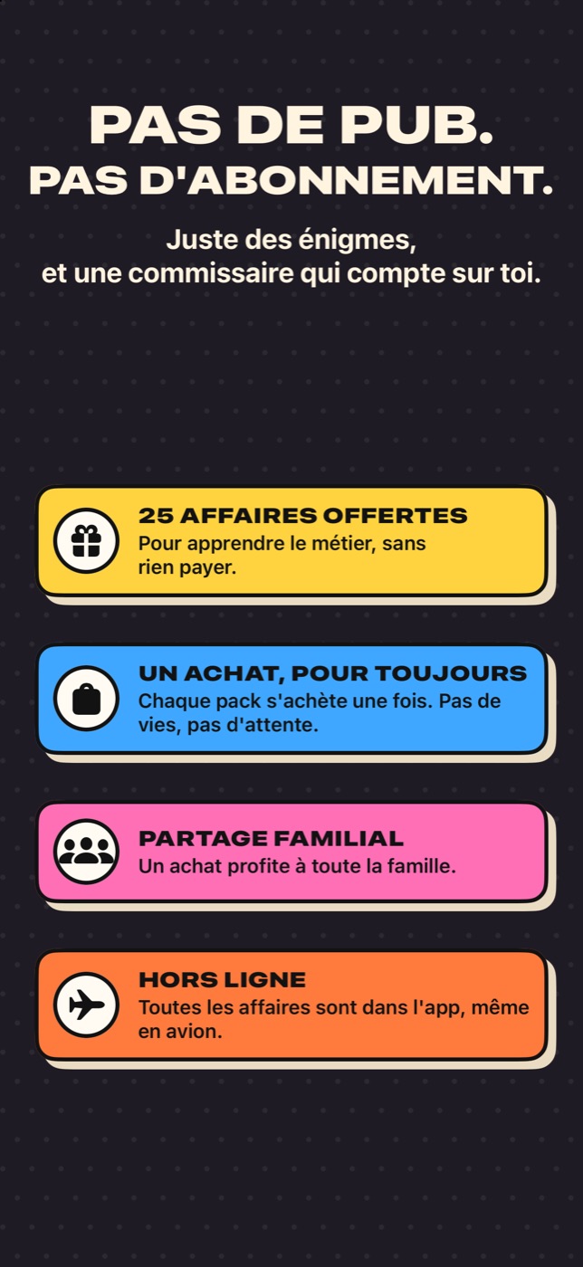 Case Closed — pas de pub, pas d'abonnement