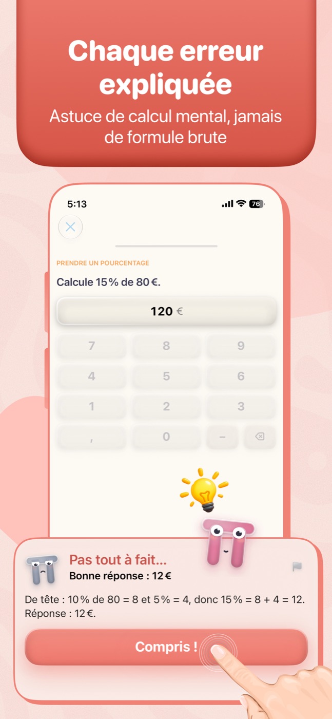 Mathik — chaque erreur expliquée par une astuce de calcul mental