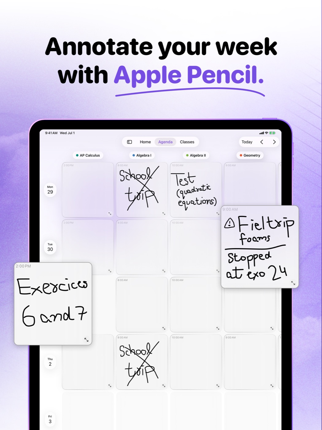 TeachBook β weekly planner annotated with Apple Pencil