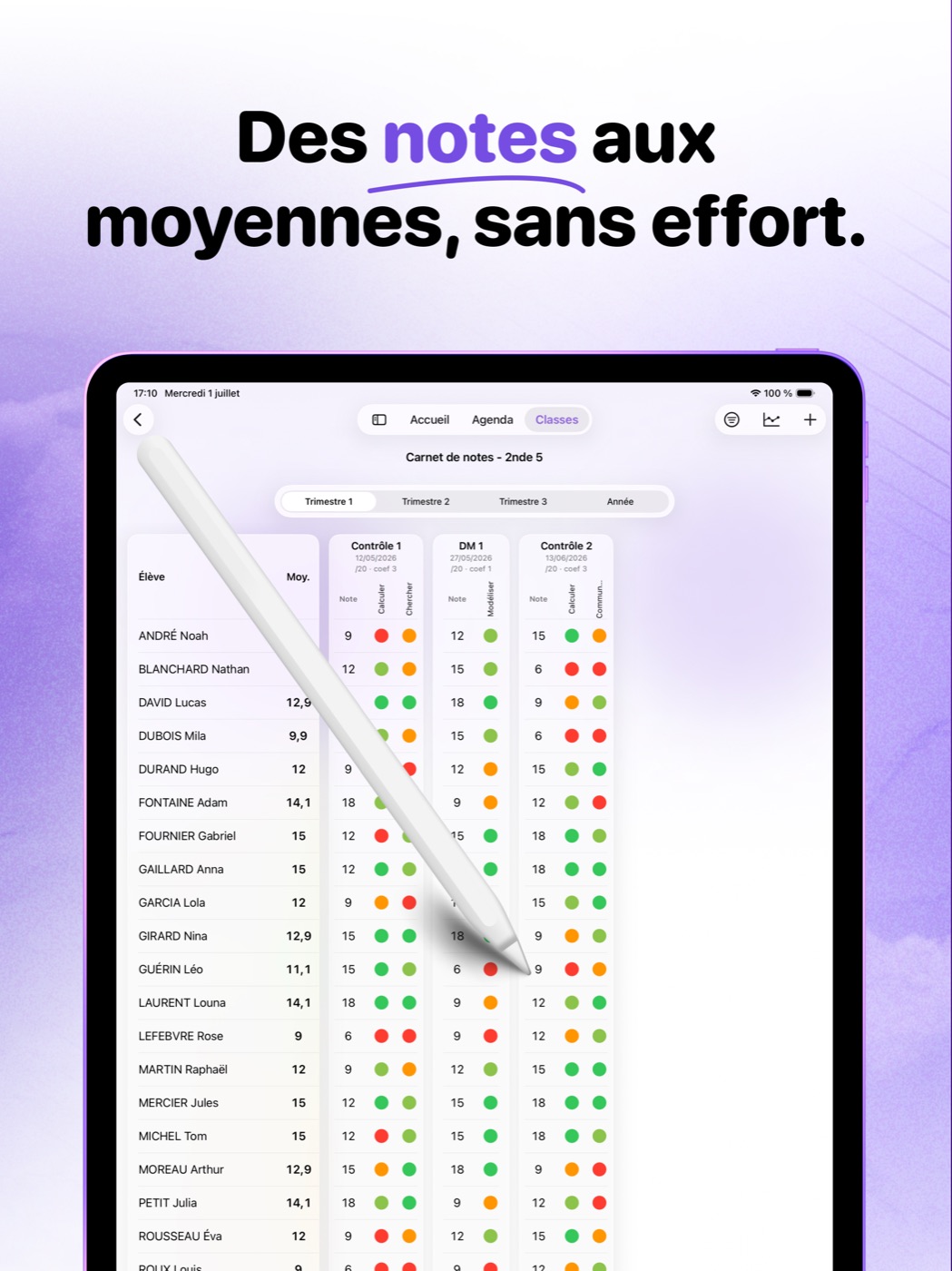 TeachBook — carnet de notes avec moyennes automatiques